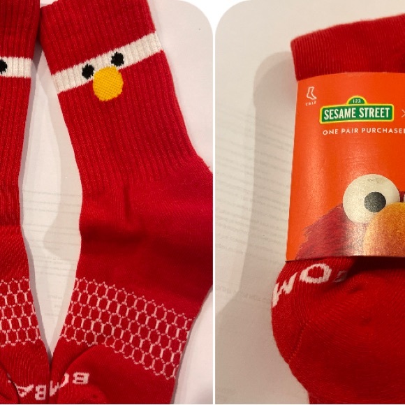 SOLD! Bombas Sesame Street / ELMO / YOUTH Calf Socks “50th Anniversary” NEW 1PR - Picture 1 of 15